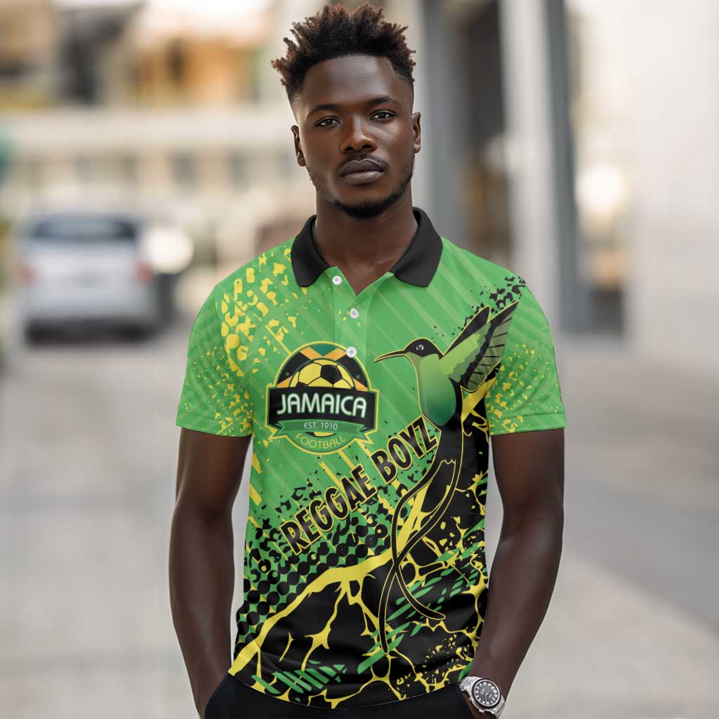 Custom Jamaica Football Polo Shirt Come On Reggae Boyz Red-billed streamertail - African Pride