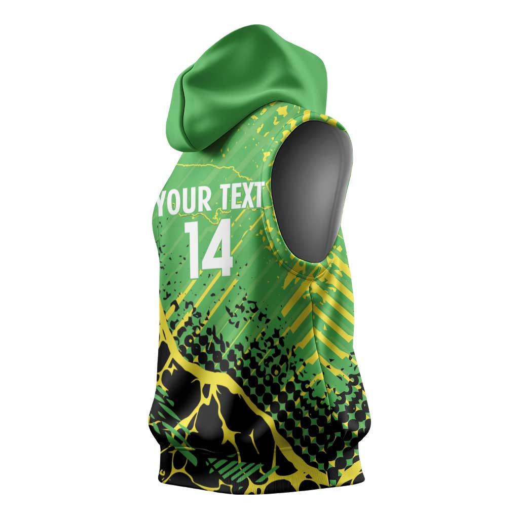 Custom Jamaica Football Sleeveless Hoodie Come On Reggae Boyz Red-billed streamertail - African Pride