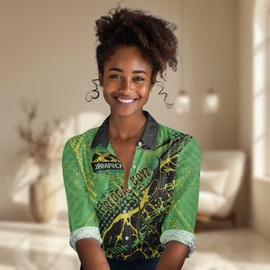 Custom Jamaica Football Women Casual Shirt Come On Reggae Boyz Red-billed streamertail - African Pride