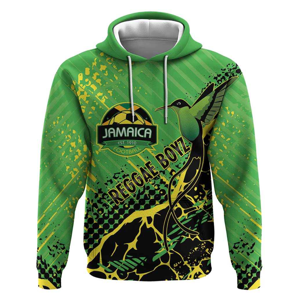 Custom Jamaica Football Zip Hoodie Come On Reggae Boyz Red-billed streamertail - African Pride