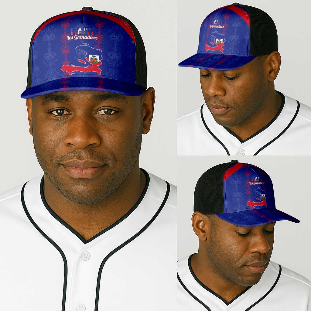 Haiti Football Baseball Net Cap Les Grenadiers Veve Vodou Blue - African Pride