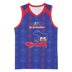 Custom Haiti Football Basketball Jersey Les Grenadiers Veve Vodou Blue - African Pride