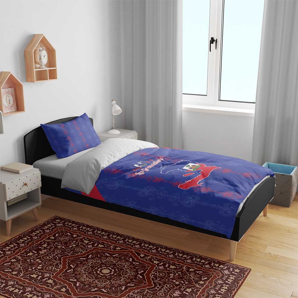Haiti Football Bedding Set Les Grenadiers Veve Vodou Blue - African Pride