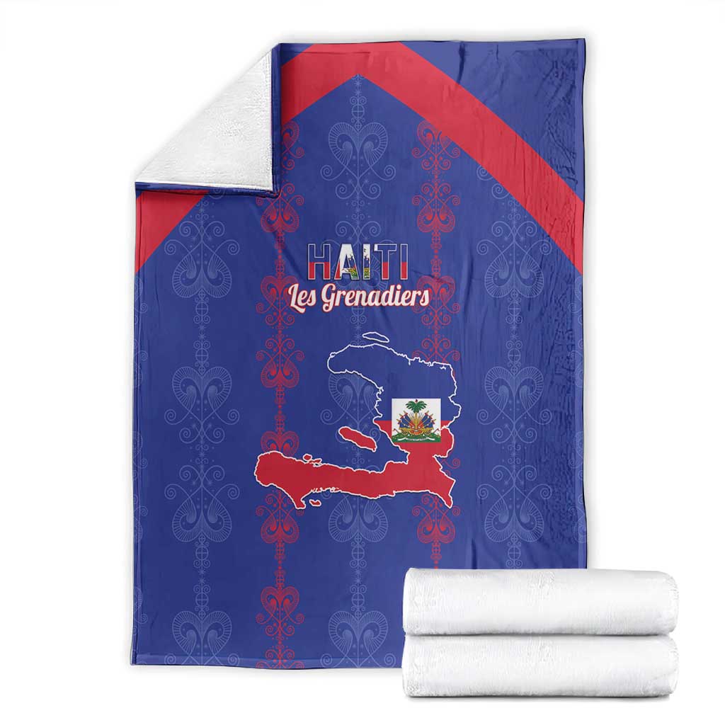 Haiti Football Blanket Les Grenadiers Veve Vodou Blue - African Pride
