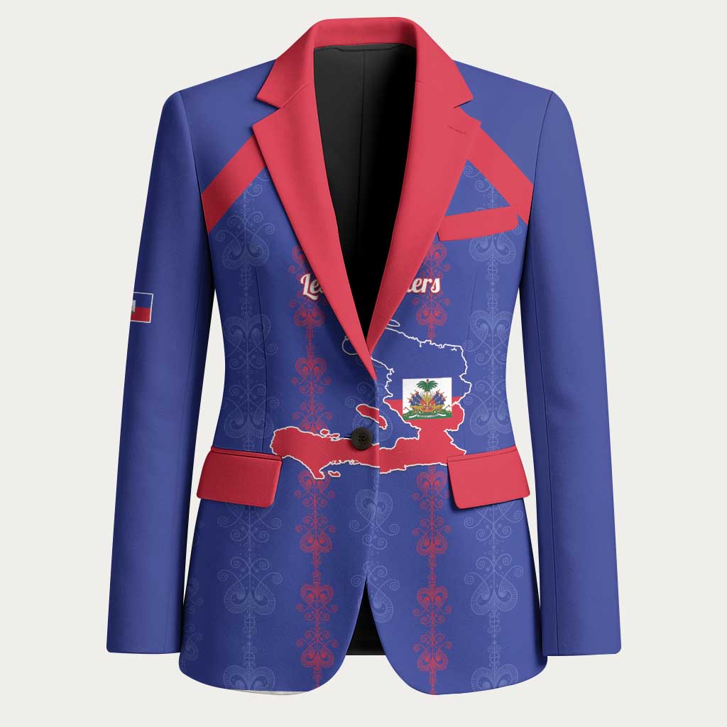 Custom Haiti Football Blazer Les Grenadiers Veve Vodou Blue