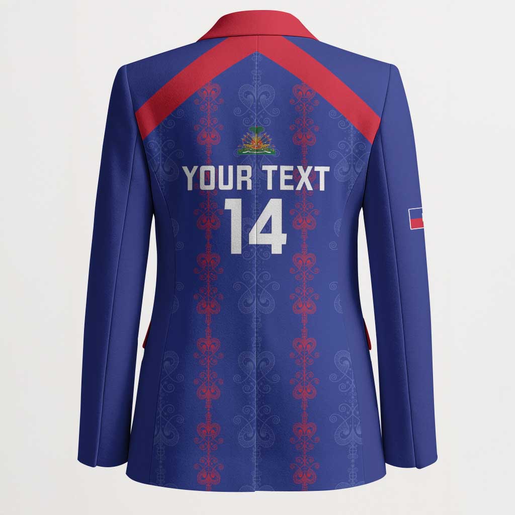 Custom Haiti Football Blazer Les Grenadiers Veve Vodou Blue