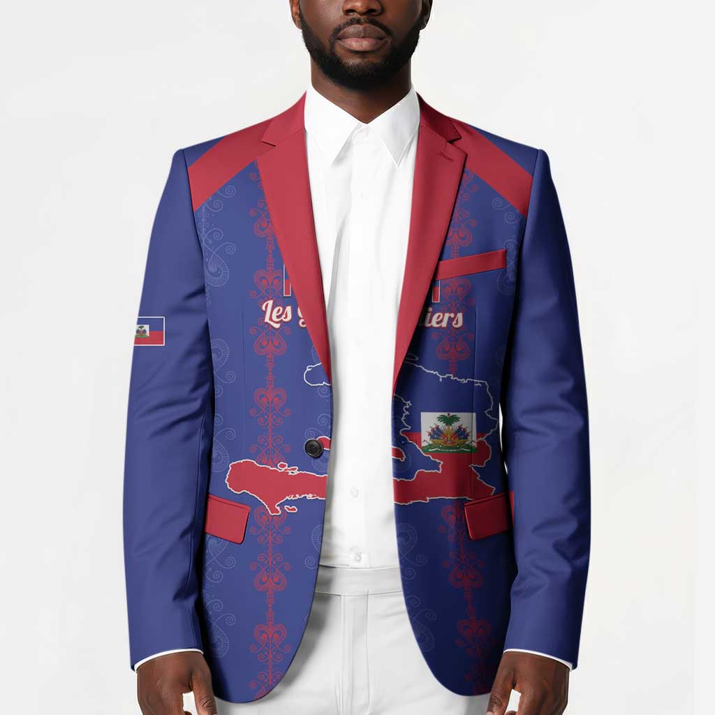 Custom Haiti Football Blazer Les Grenadiers Veve Vodou Blue