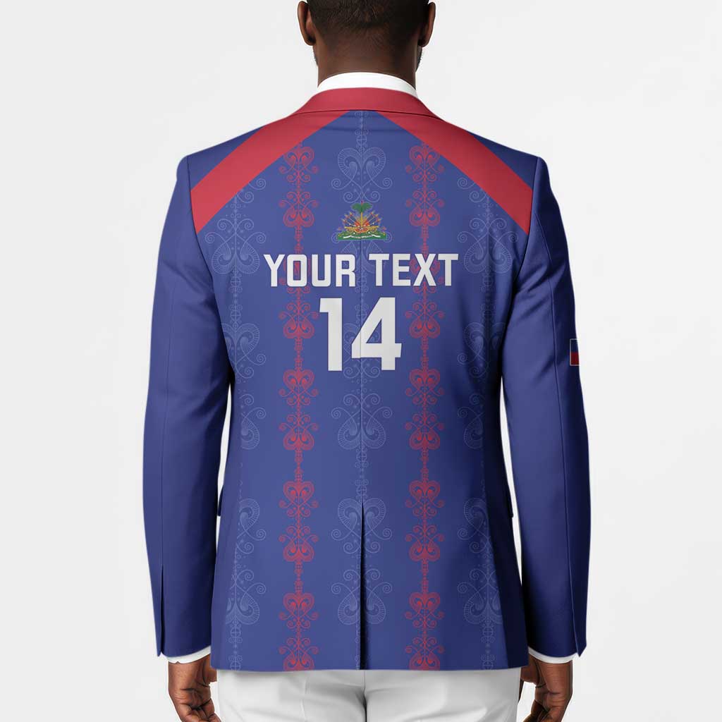 Custom Haiti Football Blazer Les Grenadiers Veve Vodou Blue