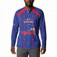 Custom Haiti Football Button Sweatshirt Les Grenadiers Veve Vodou Blue