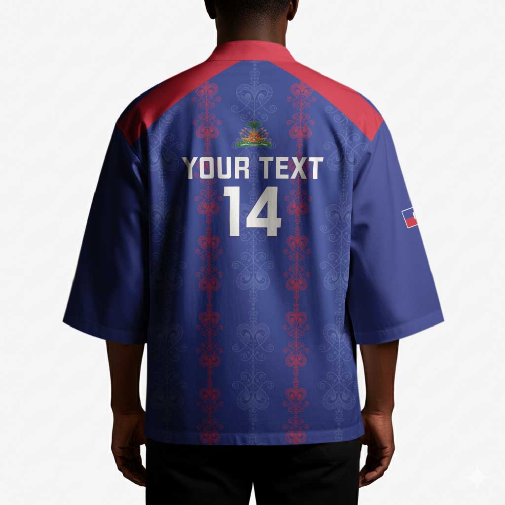 Custom Haiti Football Kimono Les Grenadiers Veve Vodou Blue