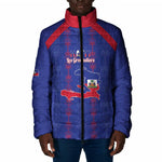 Custom Haiti Football Padded Jacket Les Grenadiers Veve Vodou Blue