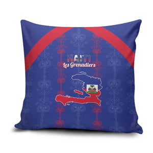 Haiti Football Pillow Cover Les Grenadiers Veve Vodou Blue