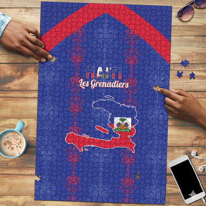 Haiti Football Puzzle Les Grenadiers Veve Vodou Blue