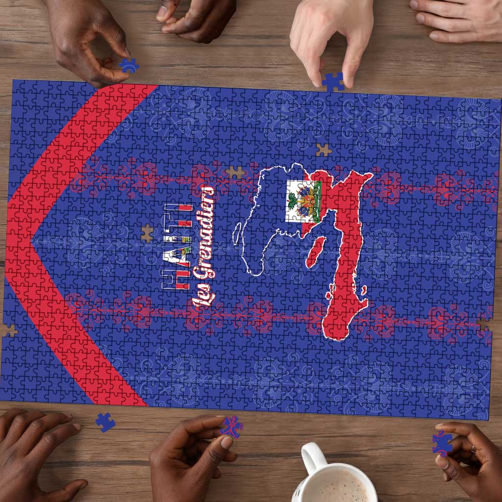 Haiti Football Puzzle Les Grenadiers Veve Vodou Blue
