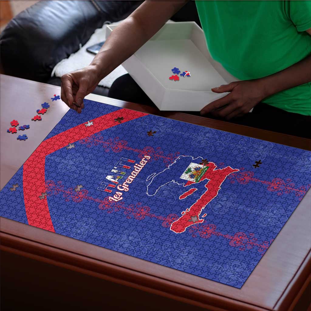 Haiti Football Puzzle Les Grenadiers Veve Vodou Blue