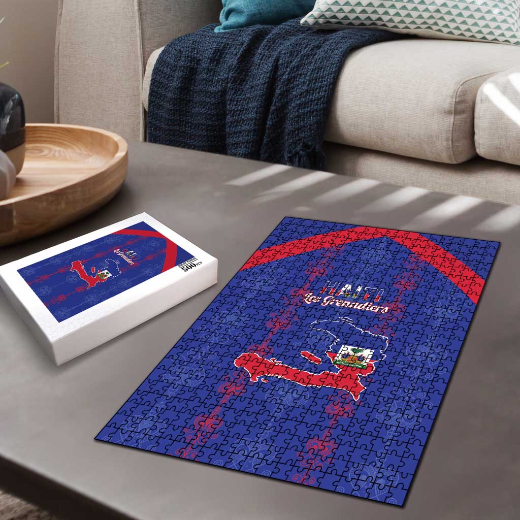 Haiti Football Puzzle Les Grenadiers Veve Vodou Blue