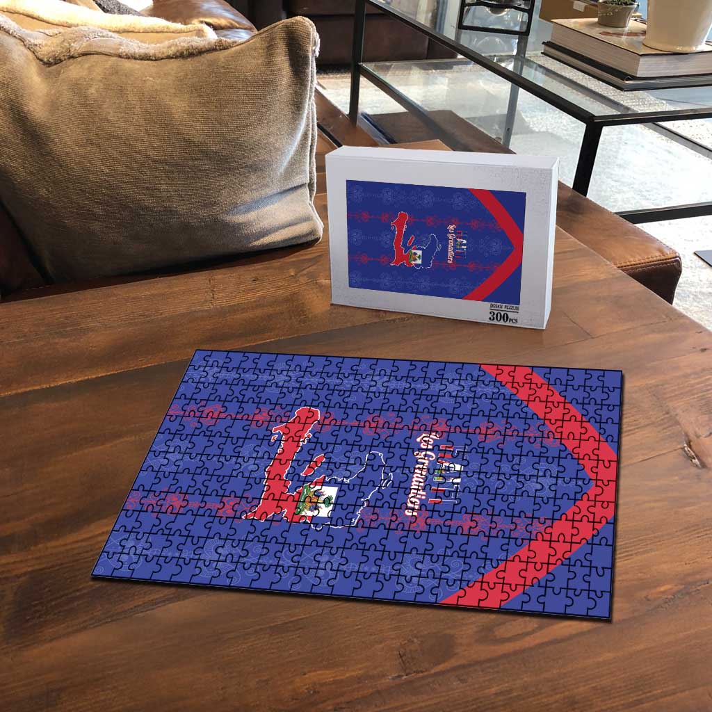 Haiti Football Puzzle Les Grenadiers Veve Vodou Blue