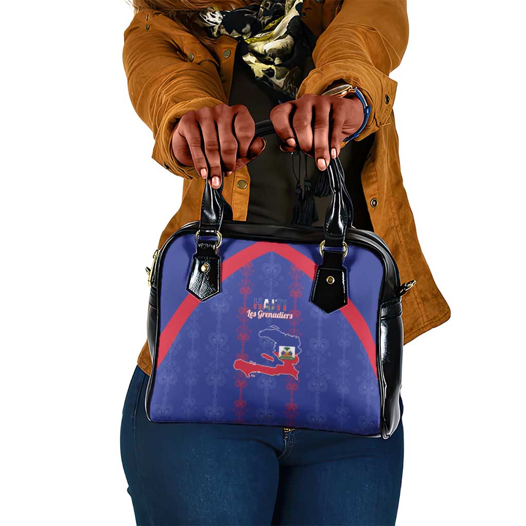 Haiti Football Shoulder Handbag Les Grenadiers Veve Vodou Blue - African Pride