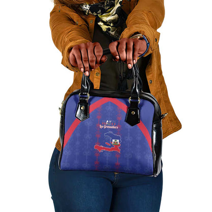 Haiti Football Shoulder Handbag Les Grenadiers Veve Vodou Blue - African Pride