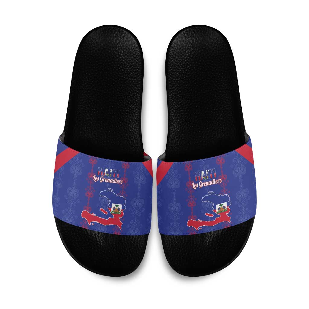 Haiti Football Slide Sandals Les Grenadiers Veve Vodou Blue