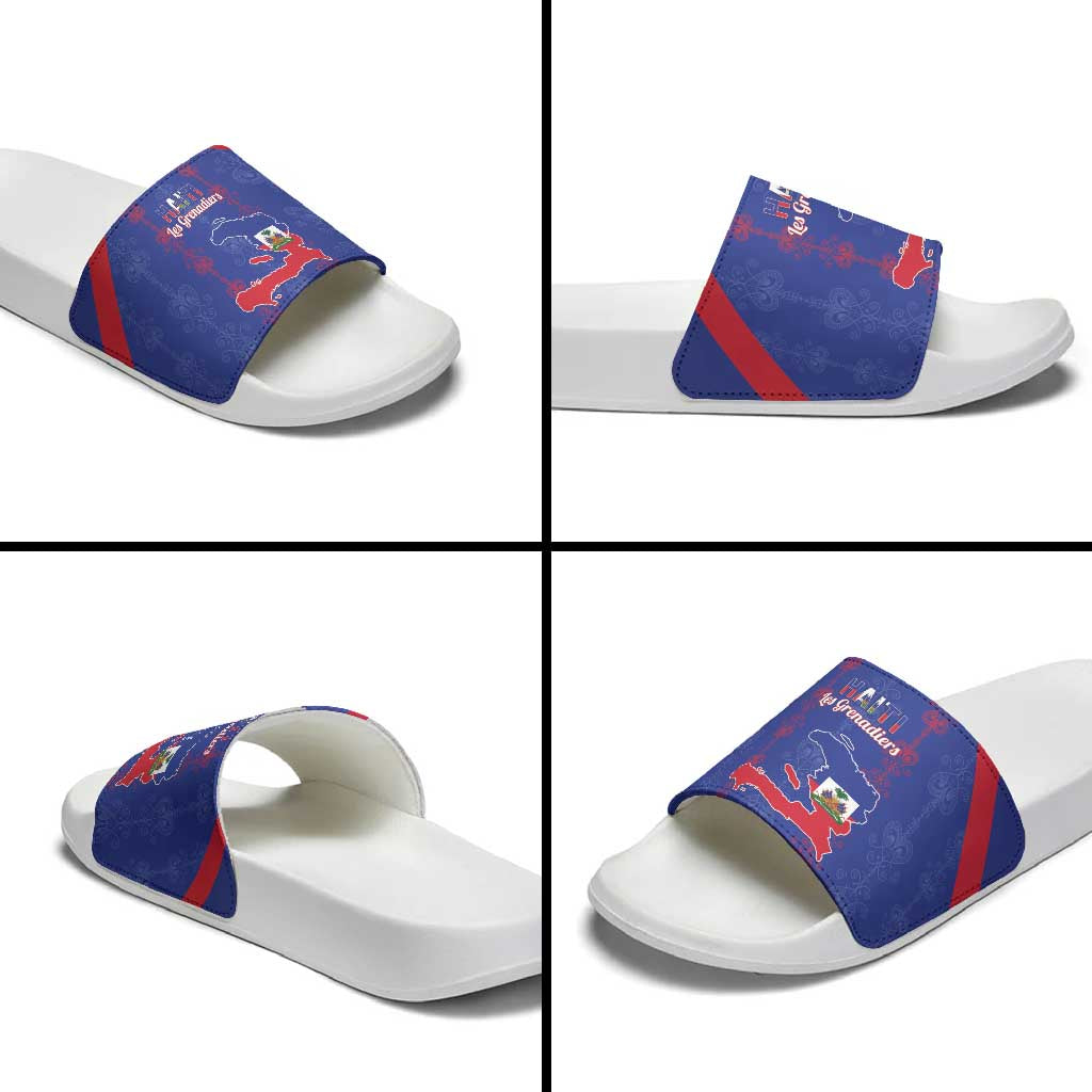 Haiti Football Slide Sandals Les Grenadiers Veve Vodou Blue
