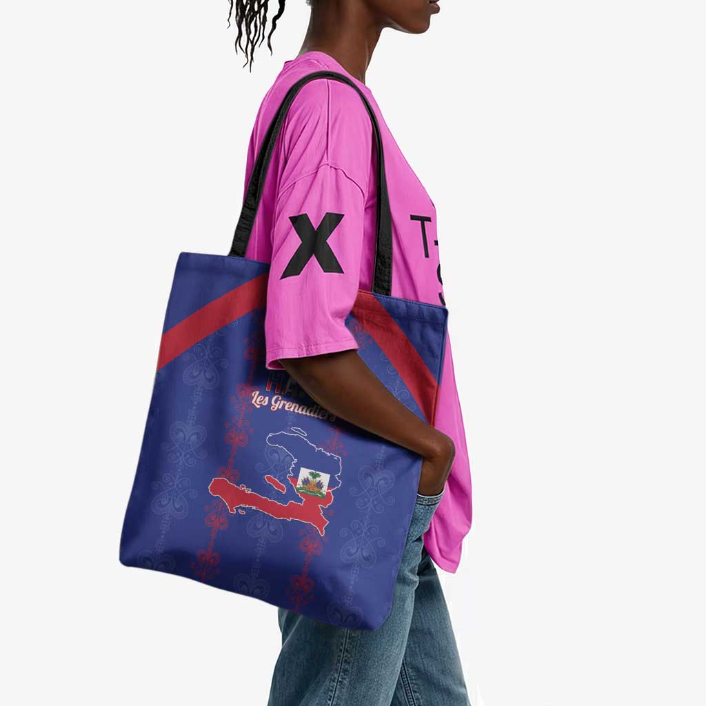 Haiti Football Tote Bag Les Grenadiers Veve Vodou Blue