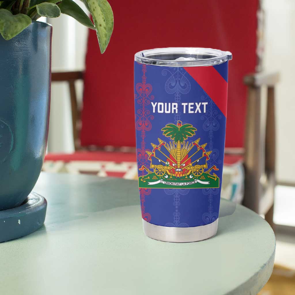 Custom Haiti Football Tumbler Cup Les Grenadiers Veve Vodou Blue - African Pride