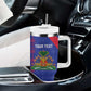 Custom Haiti Football Tumbler With Handle Les Grenadiers Veve Vodou Blue - African Pride