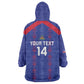 Custom Haiti Football Wearable Blanket Hoodie Les Grenadiers Veve Vodou Blue - African Pride