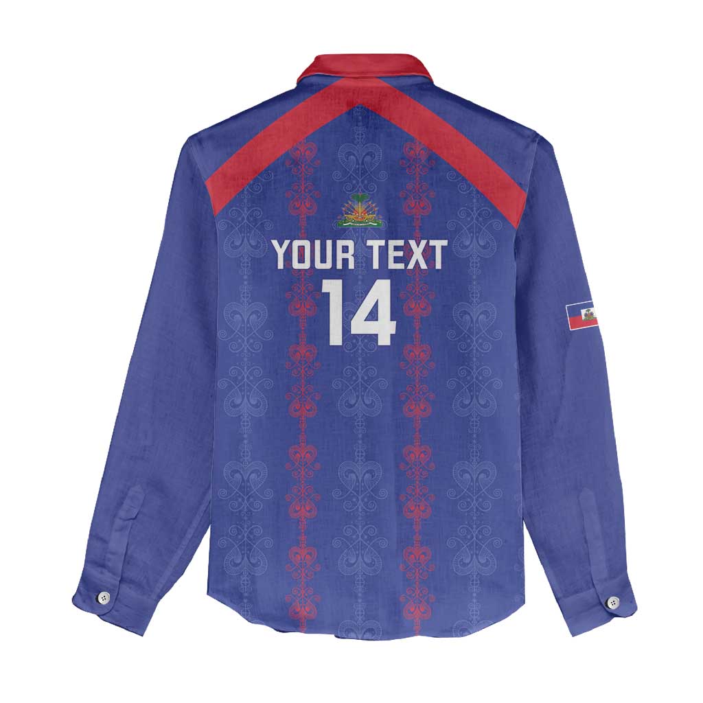 Custom Haiti Football Women Casual Shirt Les Grenadiers Veve Vodou Blue - African Pride