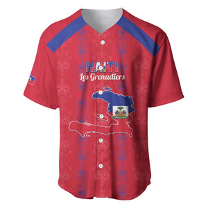 Custom Haiti Football Baseball Jersey Les Grenadiers Veve Vodou Red - African Pride