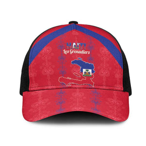 Haiti Football Baseball Net Cap Les Grenadiers Veve Vodou Red - African Pride
