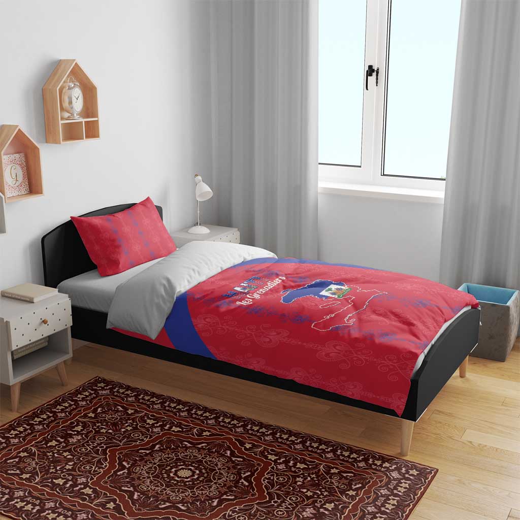 Haiti Football Bedding Set Les Grenadiers Veve Vodou Red - African Pride