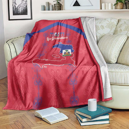 Haiti Football Blanket Les Grenadiers Veve Vodou Red - African Pride