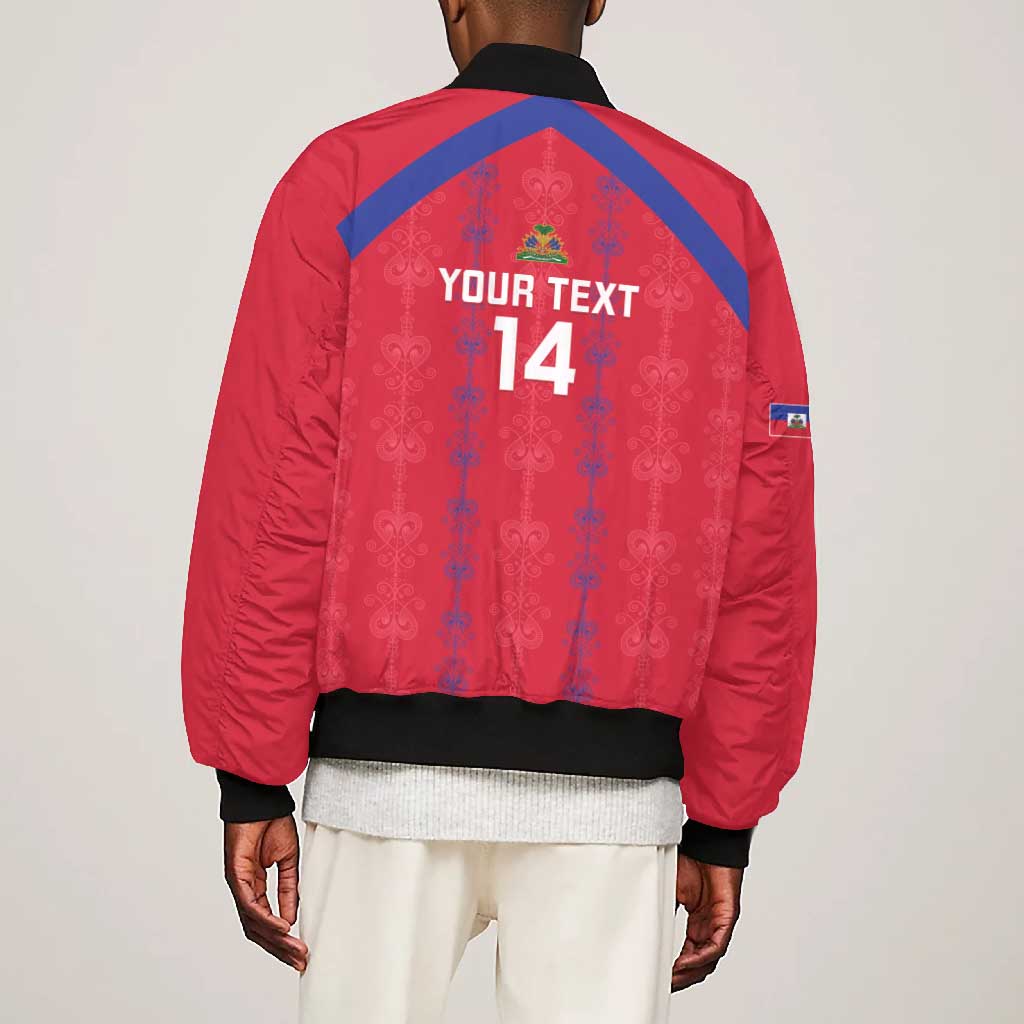 Custom Haiti Football Bomber Jacket Les Grenadiers Veve Vodou Red - African Pride