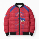 Custom Haiti Football Bomber Puffer Jacket Les Grenadiers Veve Vodou Red