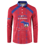 Custom Haiti Football Button Sweatshirt Les Grenadiers Veve Vodou Red