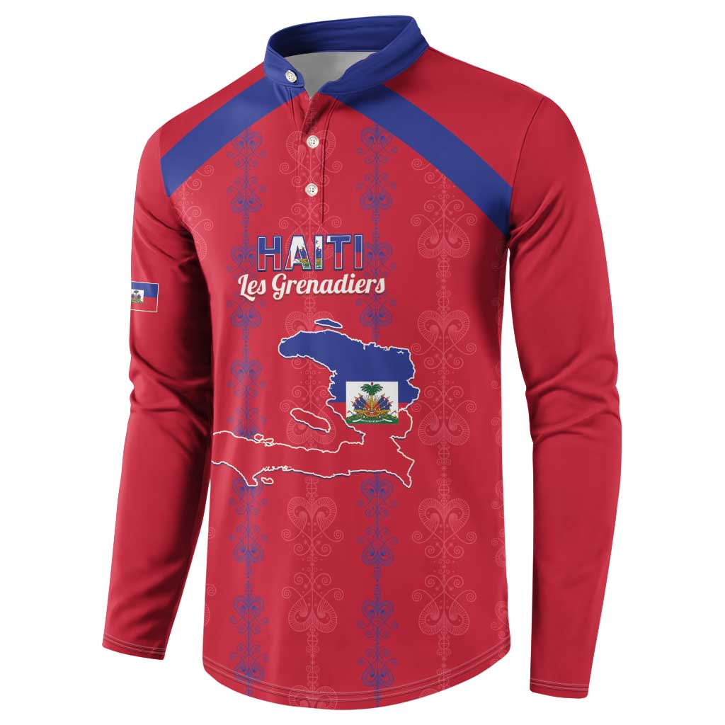 Custom Haiti Football Button Sweatshirt Les Grenadiers Veve Vodou Red