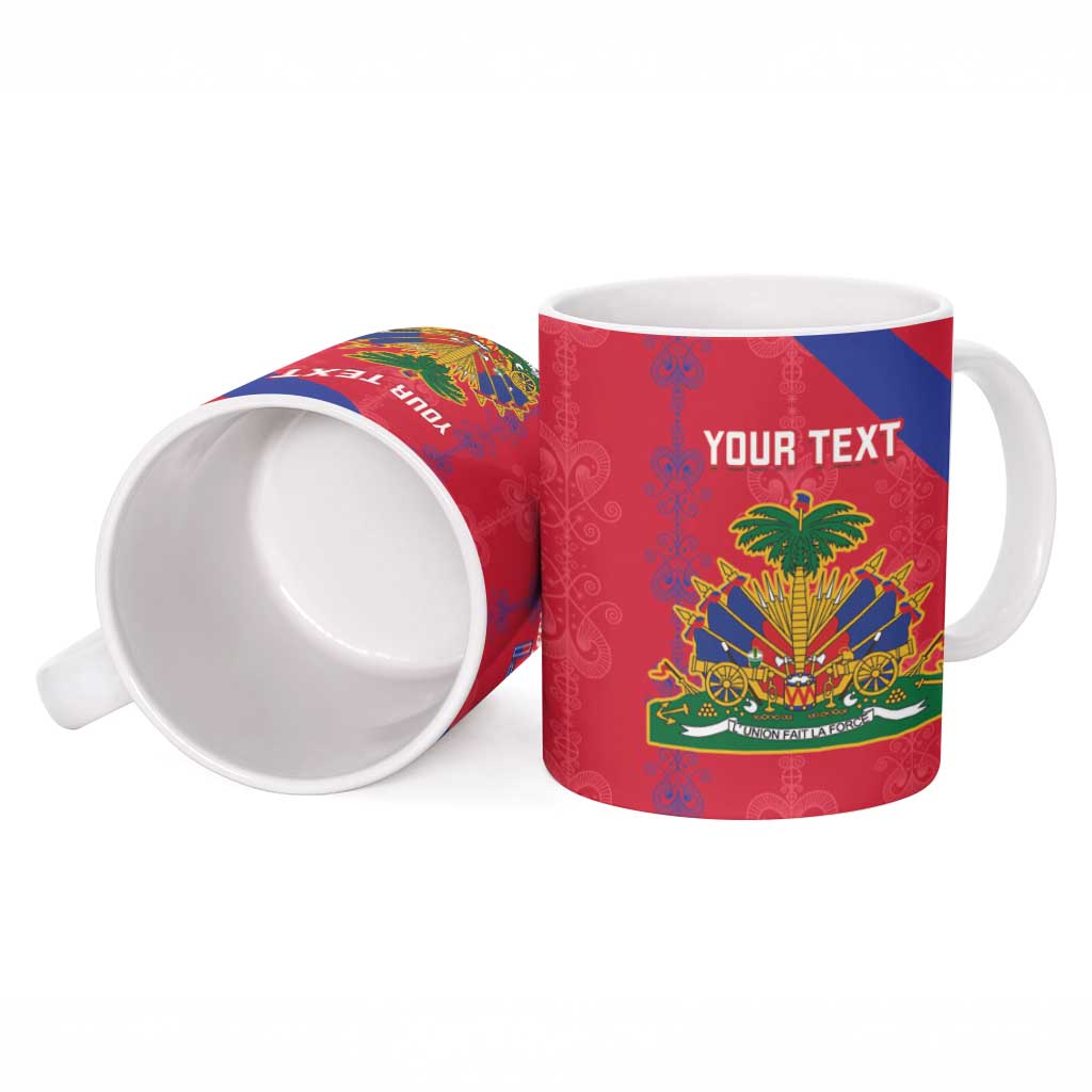 Custom Haiti Football Ceramic Mug Les Grenadiers Veve Vodou Red