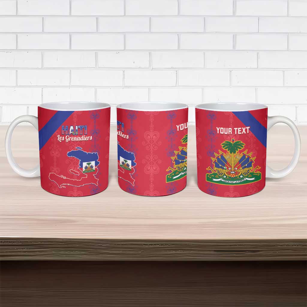 Custom Haiti Football Ceramic Mug Les Grenadiers Veve Vodou Red