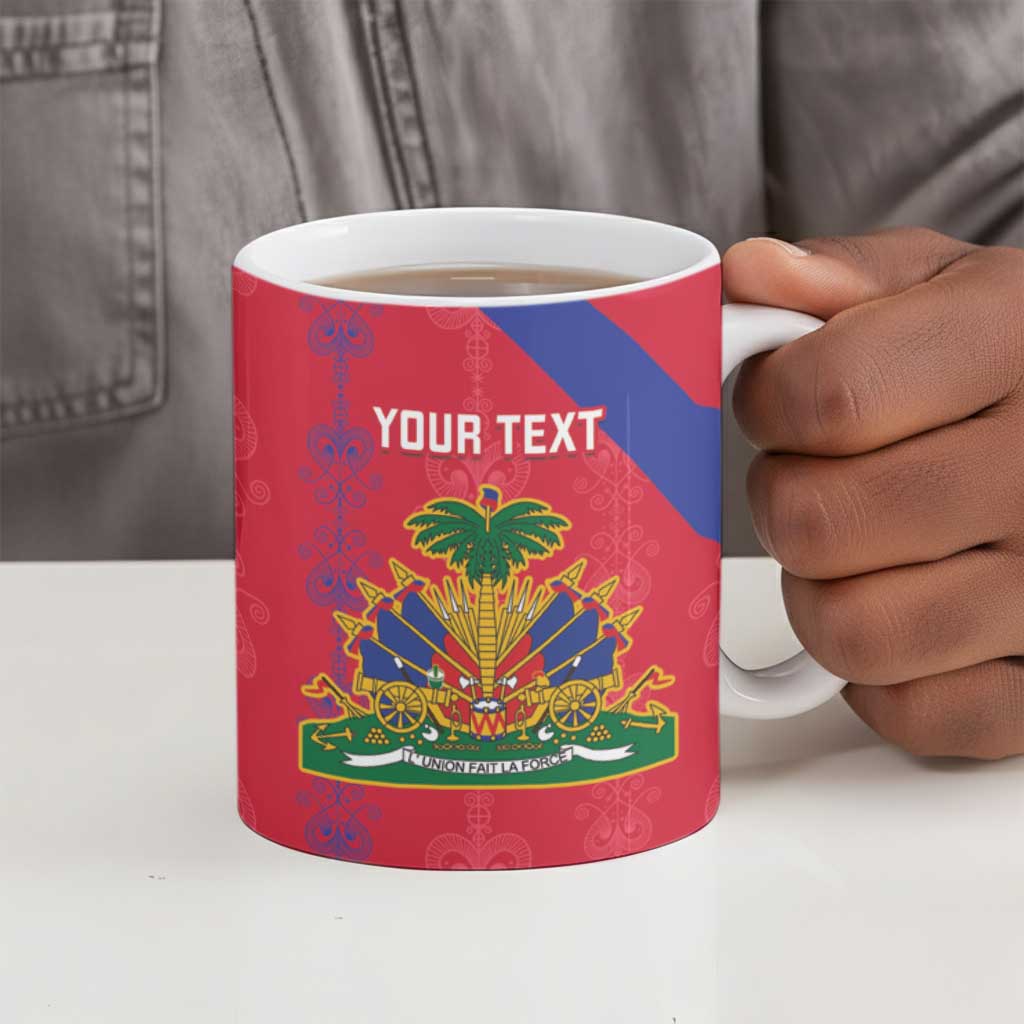Custom Haiti Football Ceramic Mug Les Grenadiers Veve Vodou Red
