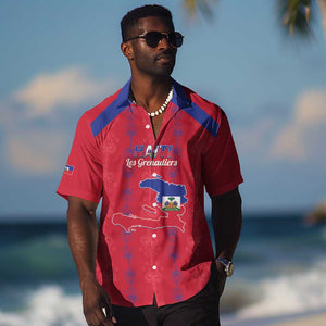 Custom Haiti Football Hawaiian Shirt Les Grenadiers Veve Vodou Red - African Pride