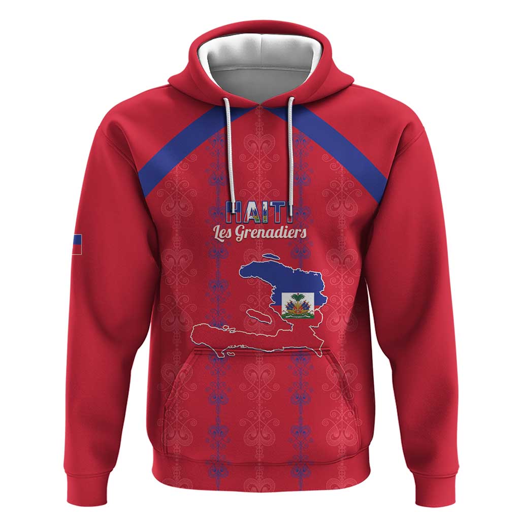 Custom Haiti Football Hoodie Les Grenadiers Veve Vodou Red - African Pride