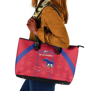 Haiti Football Leather Tote Bag Les Grenadiers Veve Vodou Red - African Pride