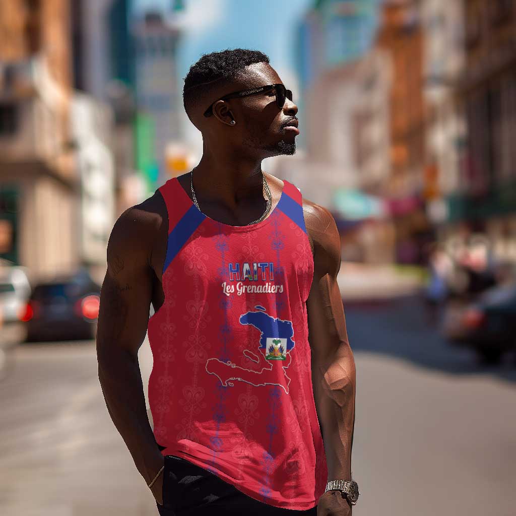 Custom Haiti Football Men Tank Top Les Grenadiers Veve Vodou Red - African Pride