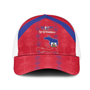 Haiti Football Mesh Trucker Cap Les Grenadiers Veve Vodou Red - African Pride