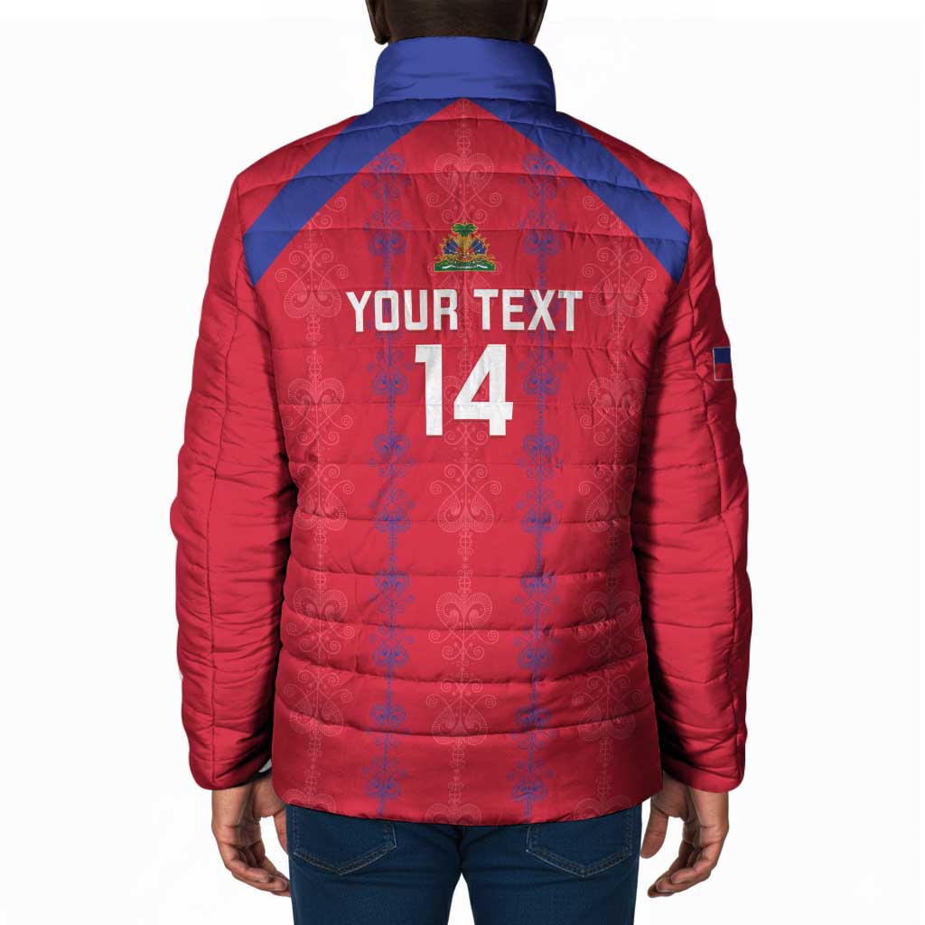 Custom Haiti Football Padded Jacket Les Grenadiers Veve Vodou Red