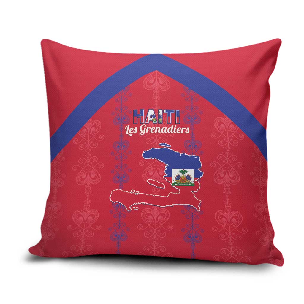 Haiti Football Pillow Cover Les Grenadiers Veve Vodou Red
