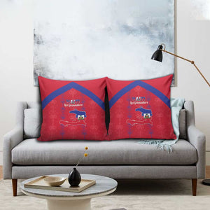 Haiti Football Pillow Cover Les Grenadiers Veve Vodou Red