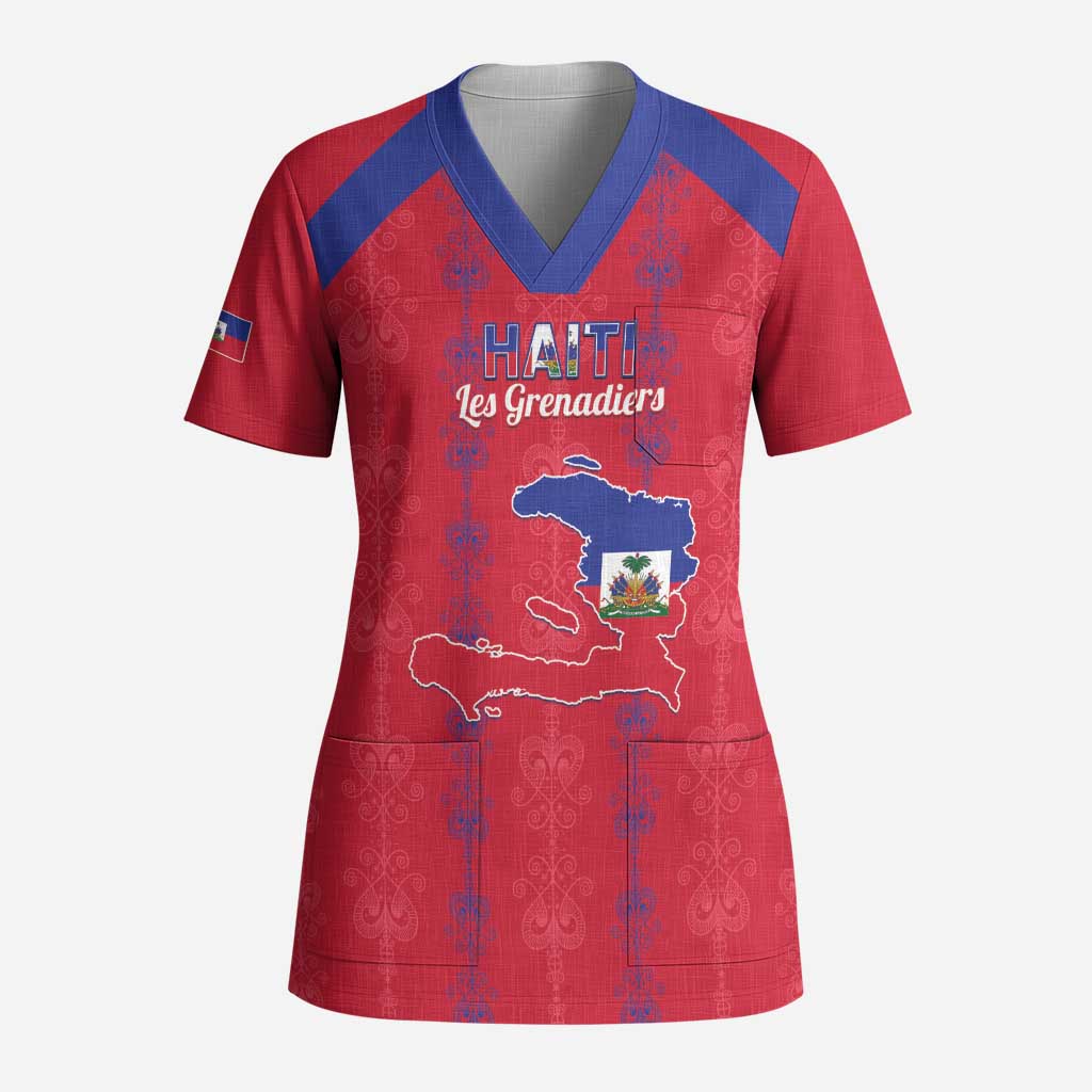 Custom Haiti Football Scrub Top Les Grenadiers Veve Vodou Red - African Pride
